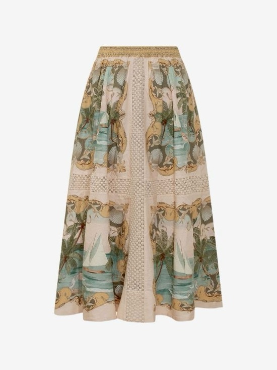 FARM Rio Dresses & Skirts - FARM Rio Sand Royal Sea Crochet Midi Skirt Size Medium NWT